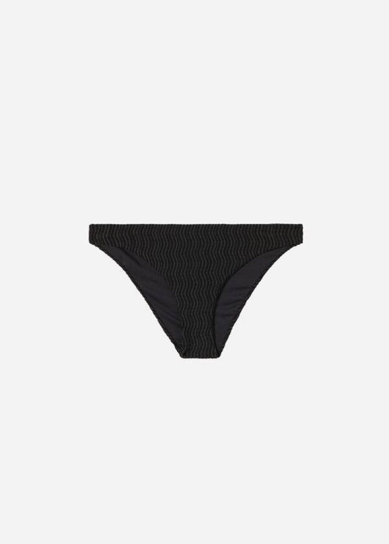 Calzedonia Mykonos Women's Bikini Bottoms Black | CA 2685BC