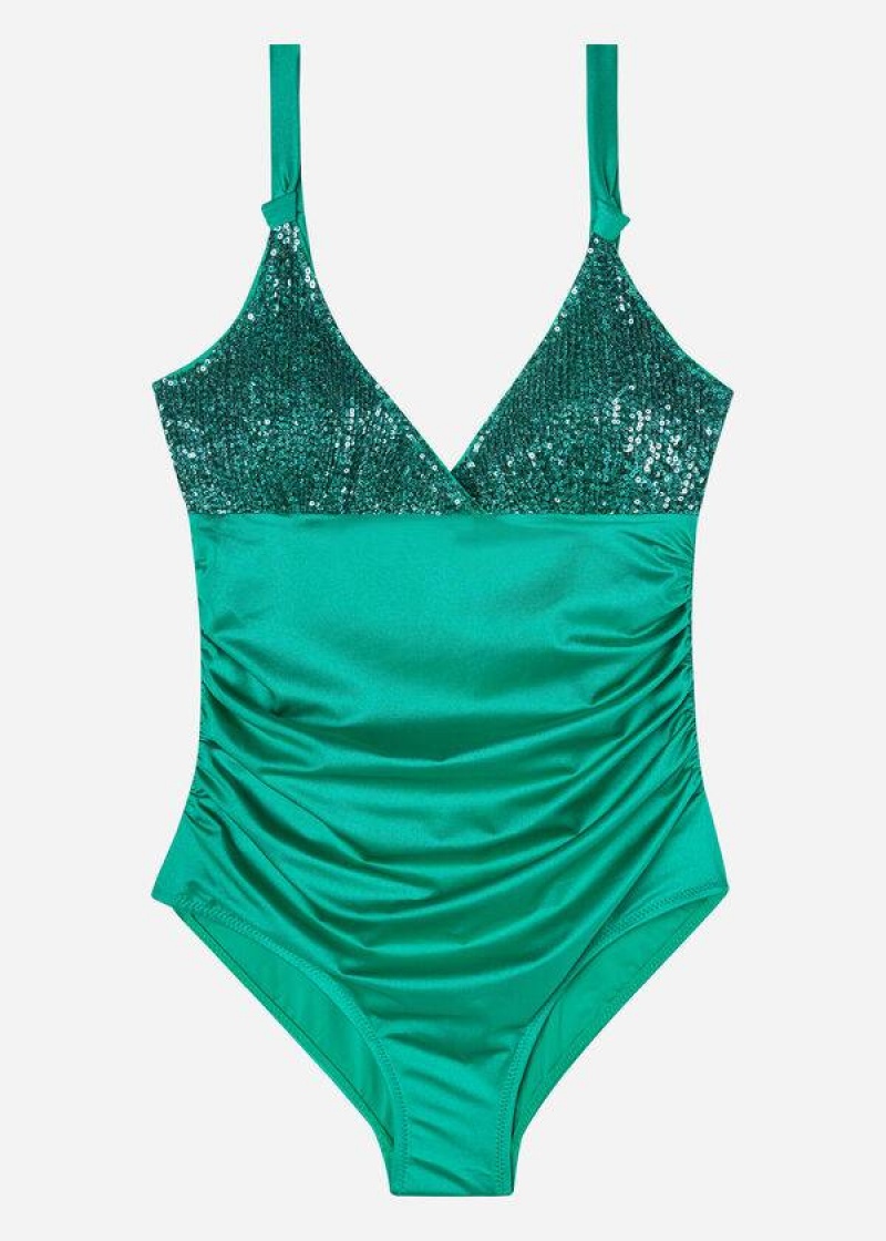 Calzedonia One Piece Cannes Women's Swimsuits Green | CA 2036AP