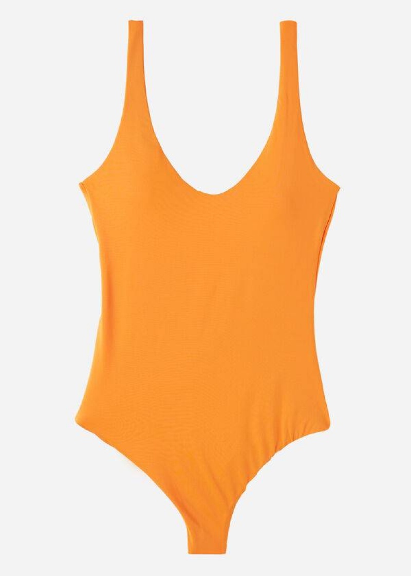 Calzedonia One Piece Indonesia Eco Women's Swimsuits Orange | CA 2028EX