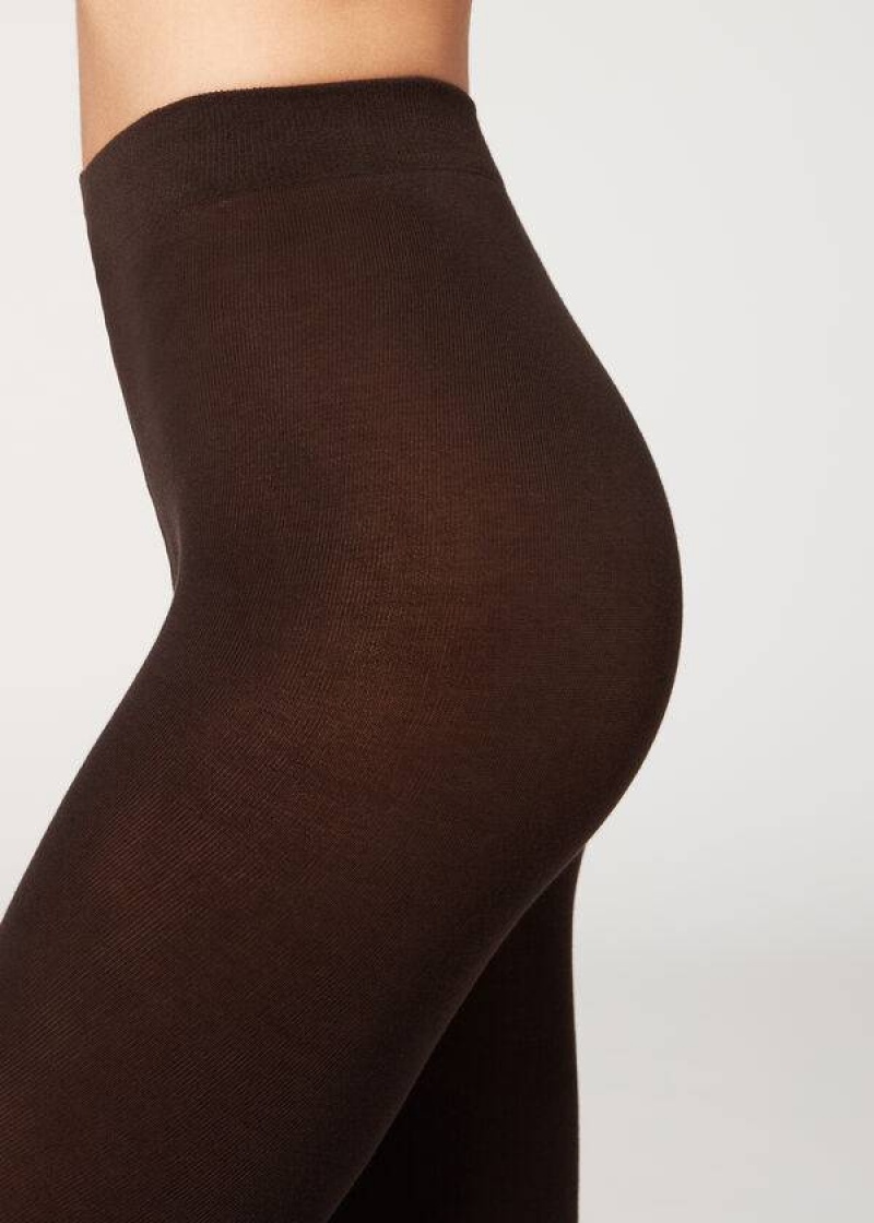 Calzedonia Opaque 150 Denier in Eco Cotton Women's Tight Coffee | CA 3137NB