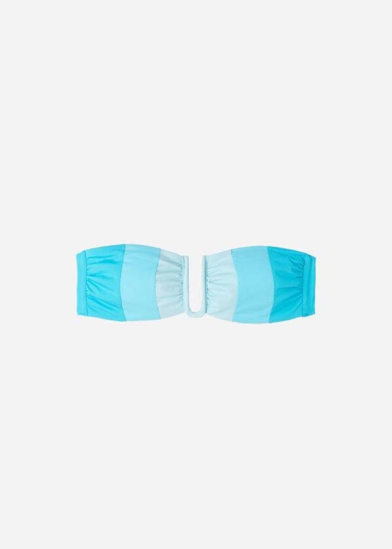 Calzedonia Padded Bandeau Azzorre Women's Bikini Tops Turquoise | CA 2407VD