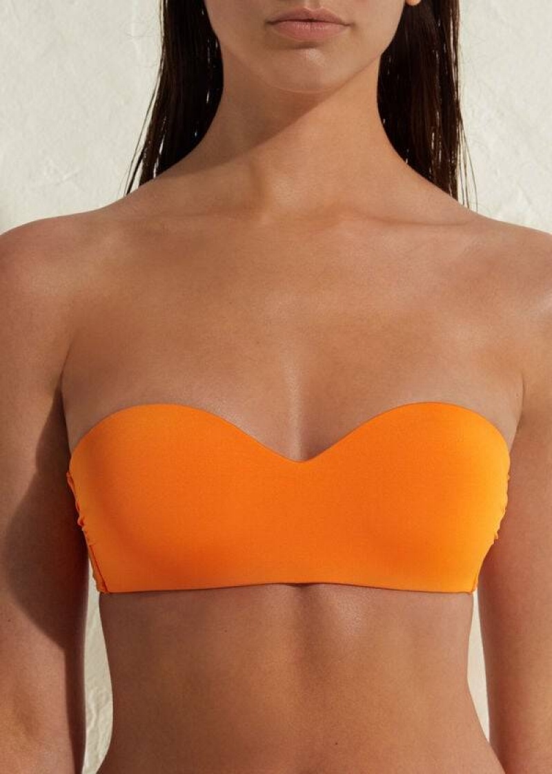 Calzedonia Padded Bandeau Indonesia Eco Women\'s Bikini Tops Orange | CA 2399TV