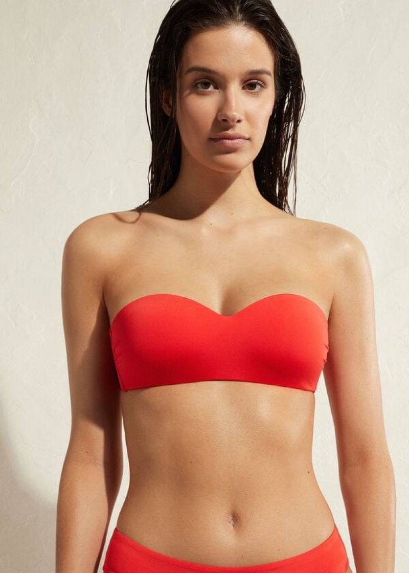 Calzedonia Padded Bandeau Indonesia Eco Women\'s Bikini Tops Red | CA 2396IS