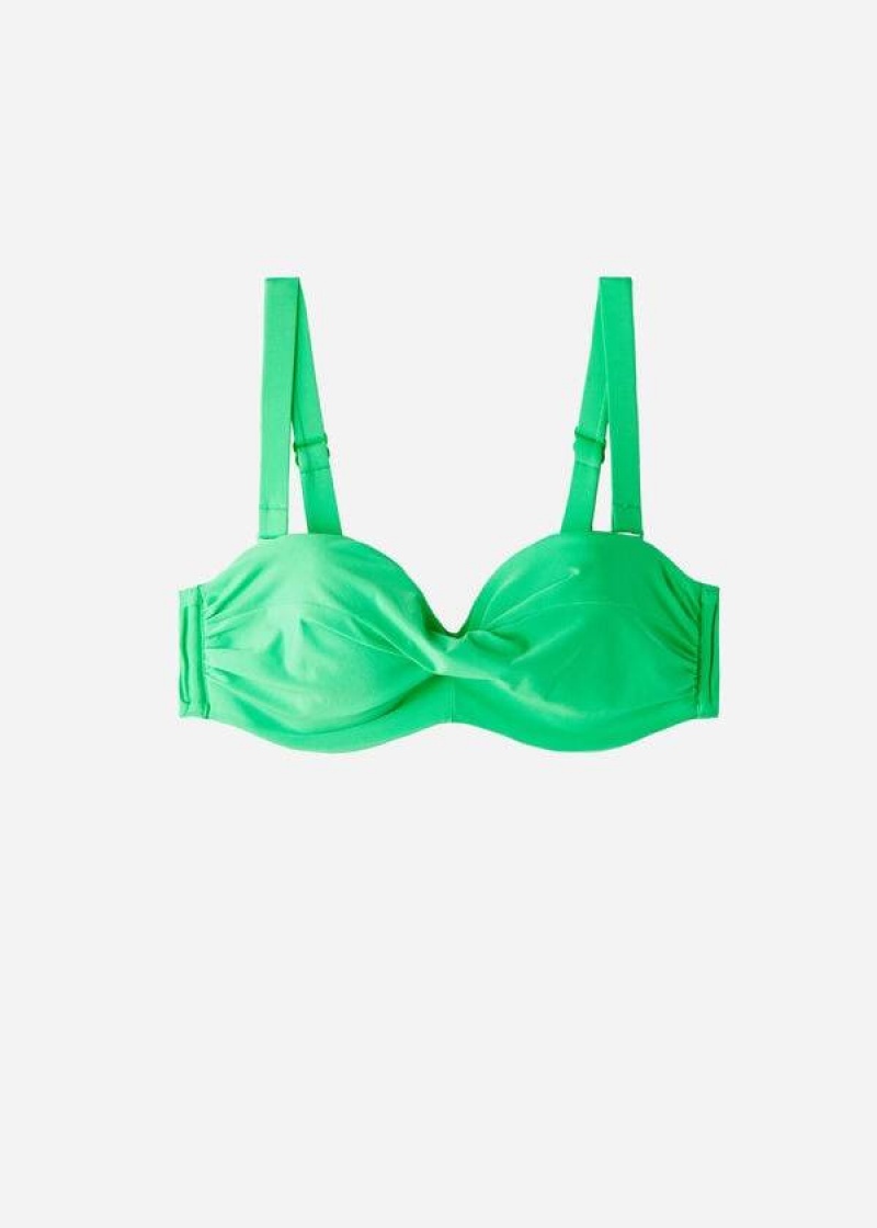 Calzedonia Padded Bandeau Indonesia Eco cobey Women's Bikini Tops Green | CA 2392SO