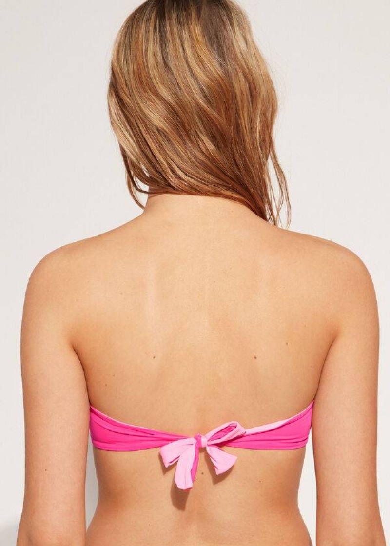 Calzedonia Padded Bandeau Indonesia Eco rosa Women's Bikini Tops Pink | CA 2386KI