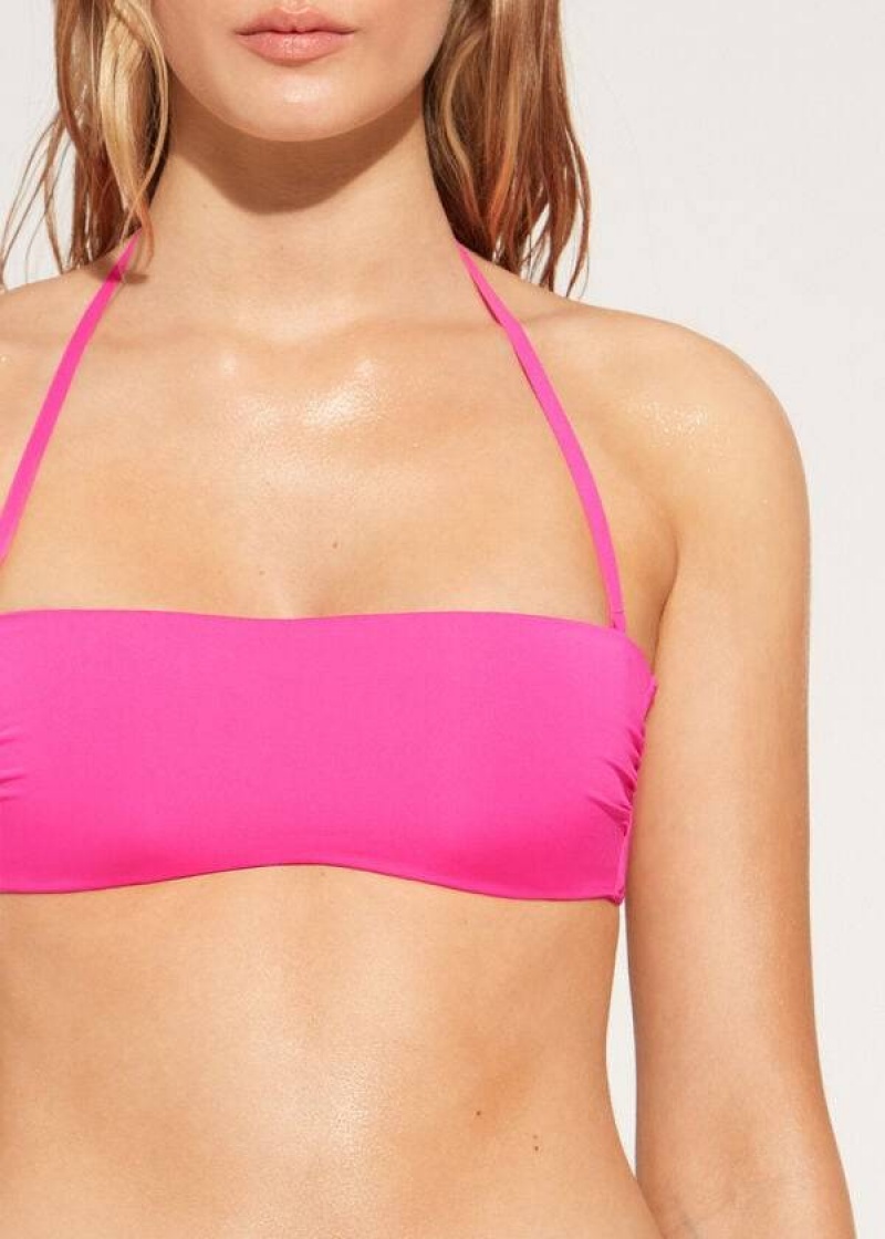 Calzedonia Padded Bandeau Indonesia Eco rosa Women's Bikini Tops Pink | CA 2386KI