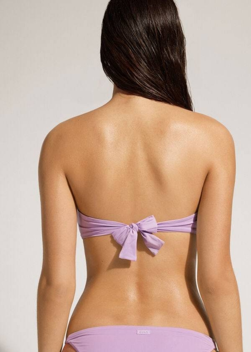 Calzedonia Padded Bandeau Indonesia Eco Strapless Women's Bikini Tops Purple | CA 2383XF