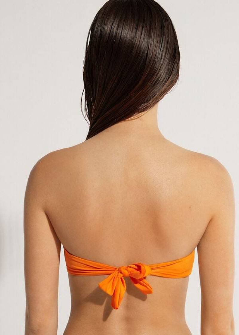 Calzedonia Padded Bandeau Indonesia Eco Strapless Women's Bikini Tops Orange | CA 2382CE