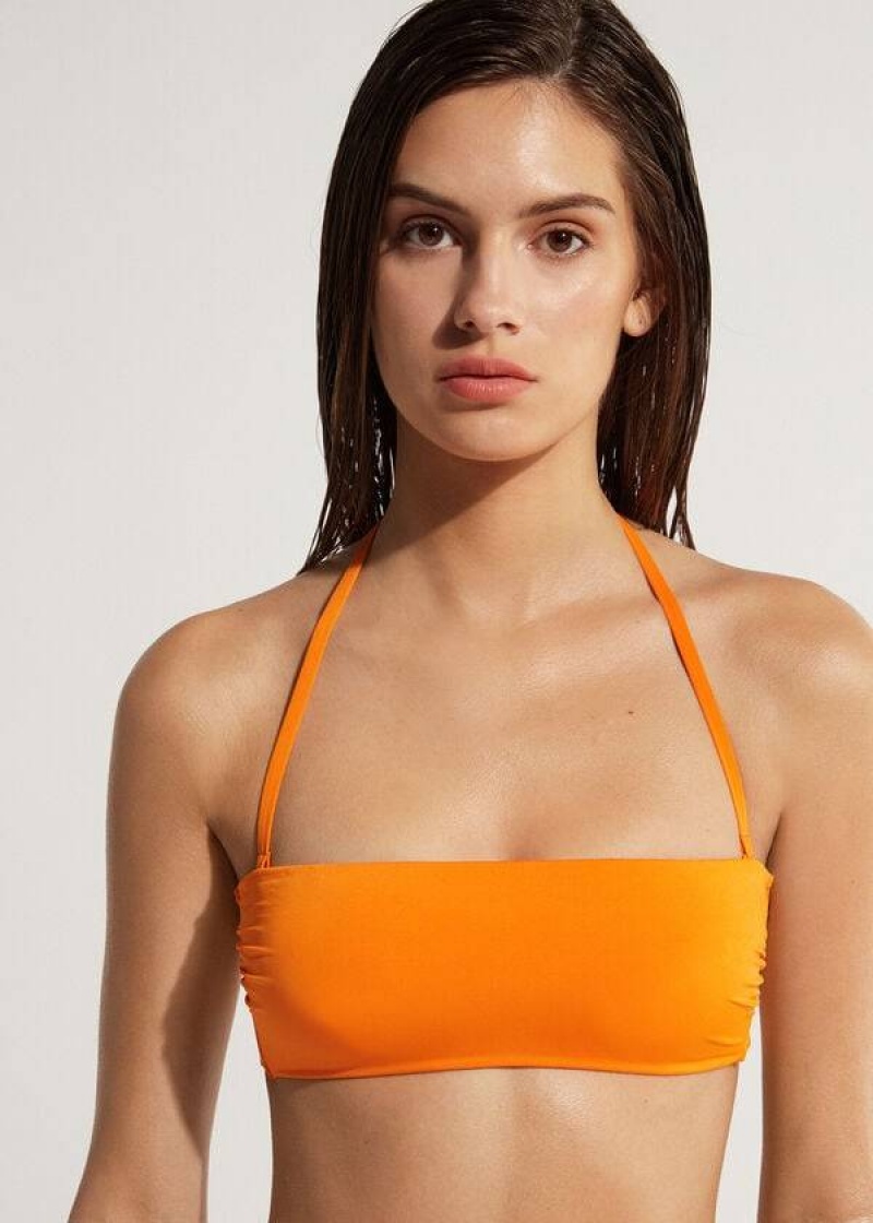 Calzedonia Padded Bandeau Indonesia Eco Strapless Women's Bikini Tops Orange | CA 2382CE