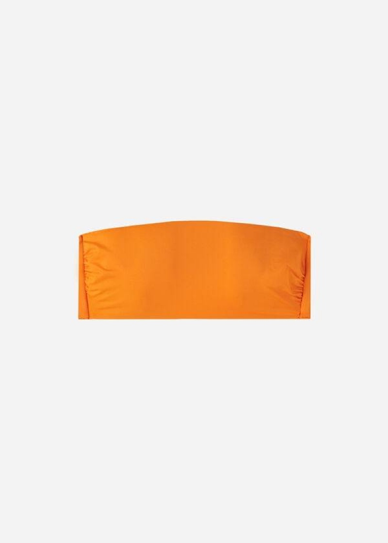 Calzedonia Padded Bandeau Indonesia Eco Strapless Women's Bikini Tops Orange | CA 2382CE