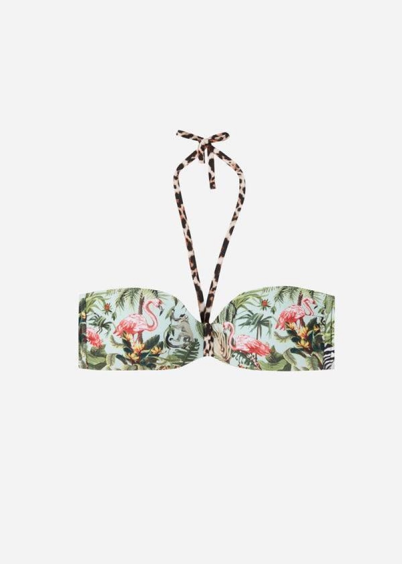 Calzedonia Padded Bandeau Nairobi Eco Women's Bikini Tops Green | CA 2376WY