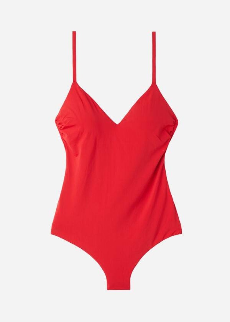 Calzedonia Padded One-Piece Indonesia Women's Swimsuits Red | CA 2009PQ