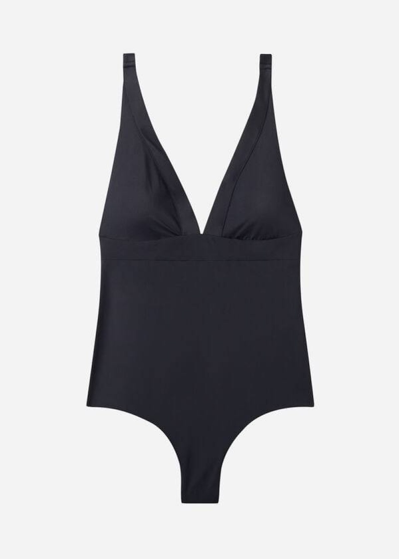 Calzedonia Padded One-Piece Paola Women's Swimsuits Black | CA 2007IS