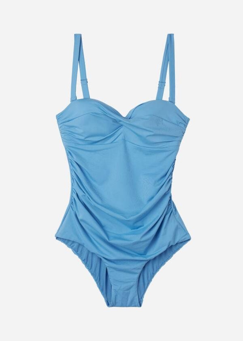 Calzedonia Padded One-Piece Roma Women's Swimsuits Blue | CA 2005YU