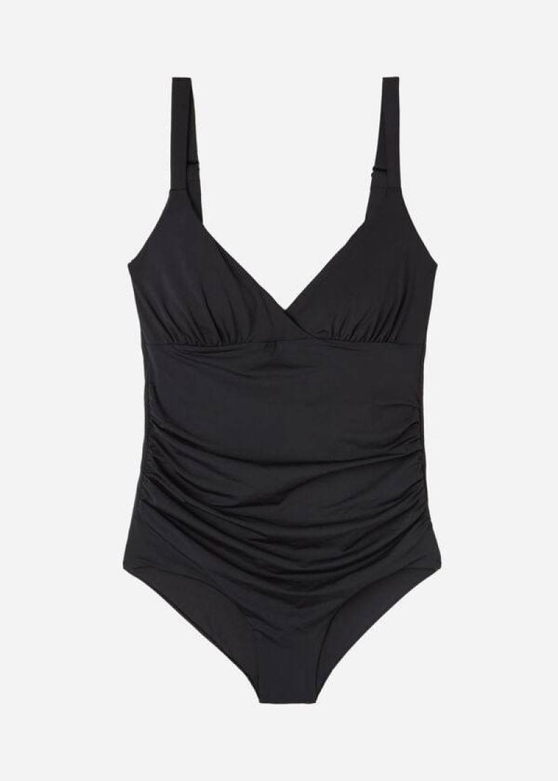 Calzedonia Padded One-Piece Shaping-Effect Indonesia Eco Women's Swimsuits Black | CA 1999MA