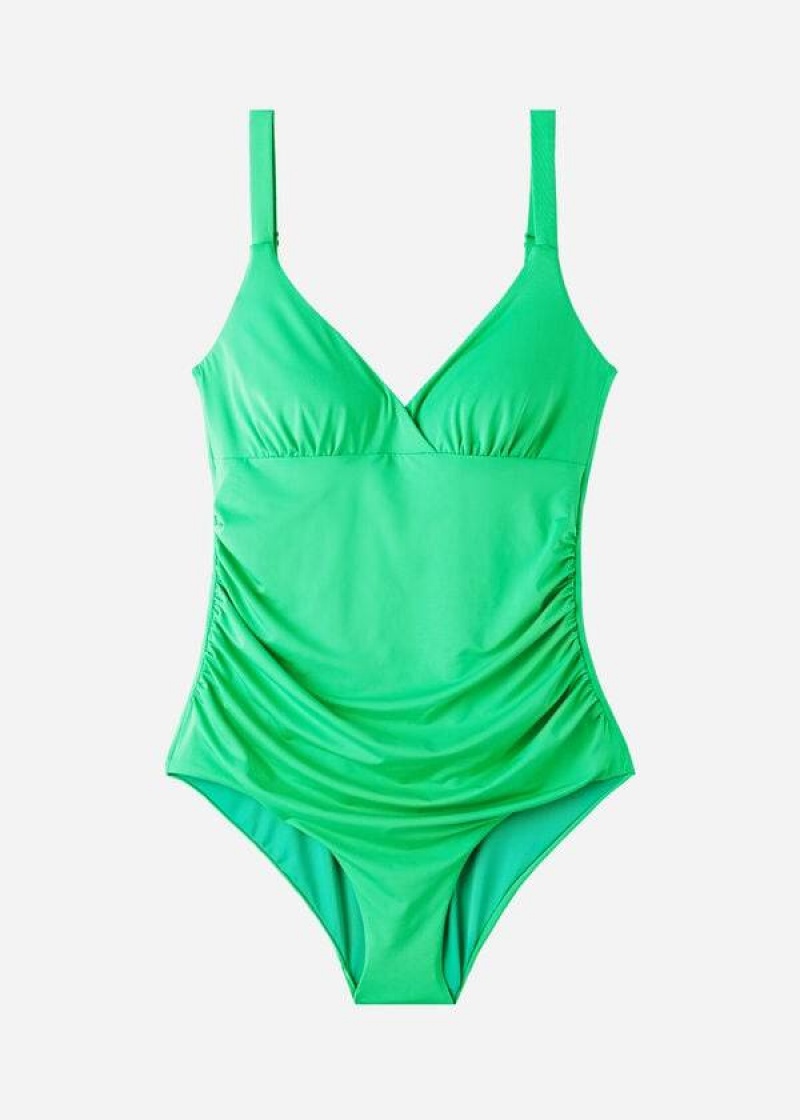 Calzedonia Padded One-Piece Shaping-Effect Indonesia Eco Women's Swimsuits Green | CA 1998NB