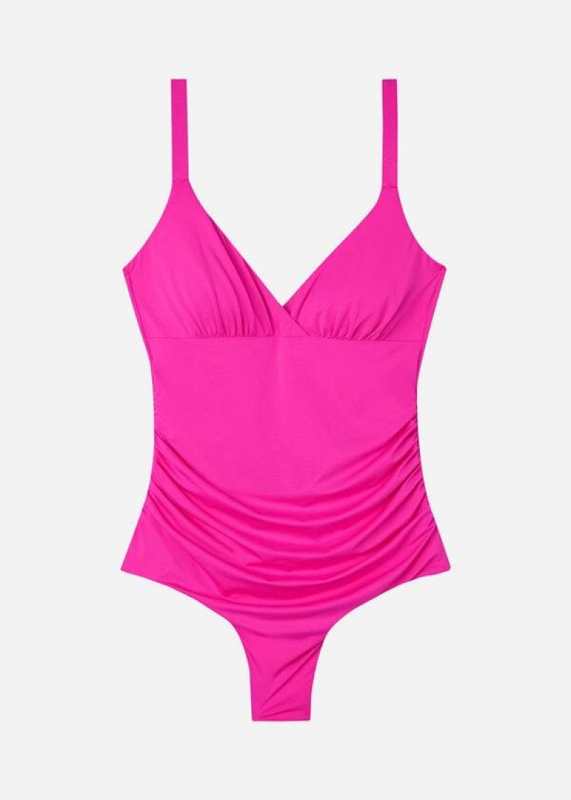 Calzedonia Padded One-Piece Shaping-Effect Indonesia Eco Women's Swimsuits Pink | CA 1997BC