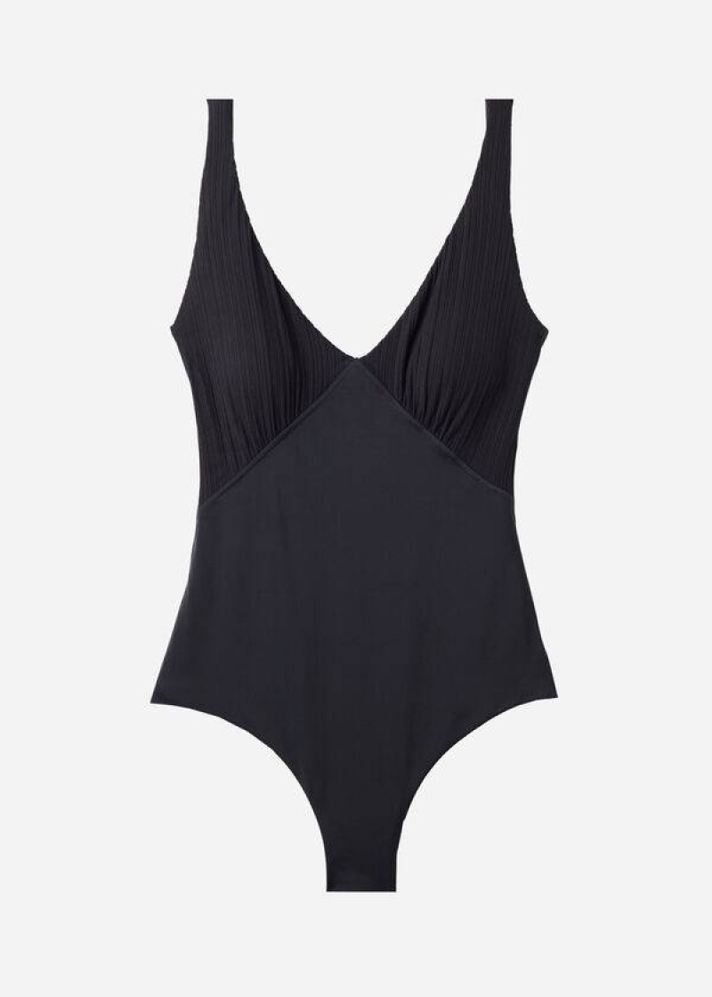 Calzedonia Padded One-Piece Shaping-Effect Pesaro Women's Swimsuits Black | CA 1995CE