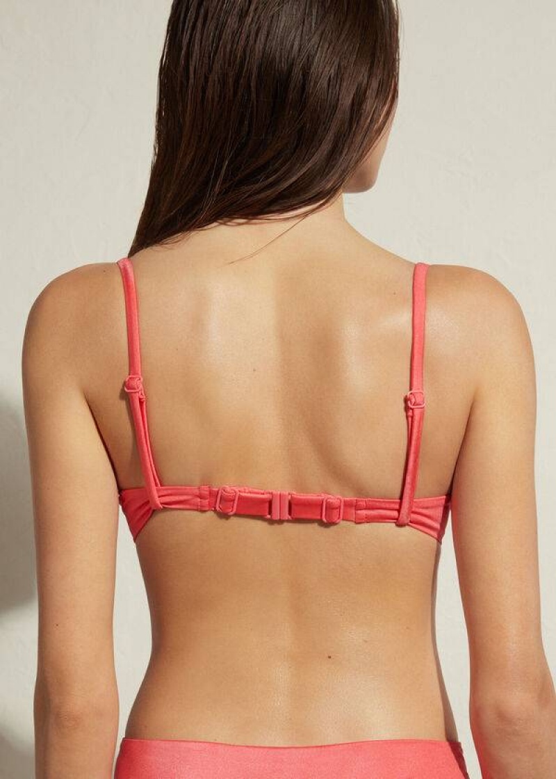 Calzedonia Padded Push-Up Cannes Women's Bikini Tops Pink | CA 2353NB