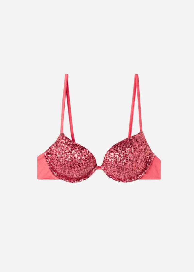 Calzedonia Padded Push-Up Cannes Women's Bikini Tops Pink | CA 2353NB