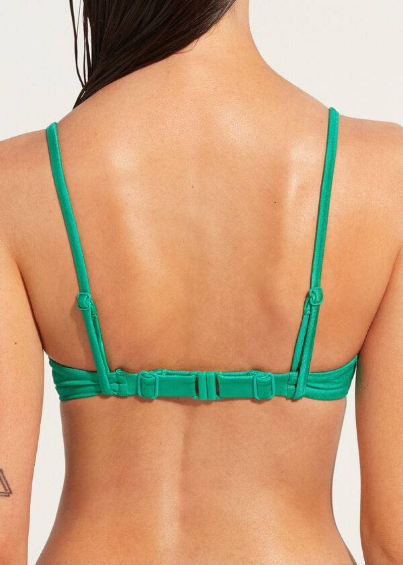 Calzedonia Padded Push-Up Cannes Women's Bikini Tops Green | CA 2351QZ