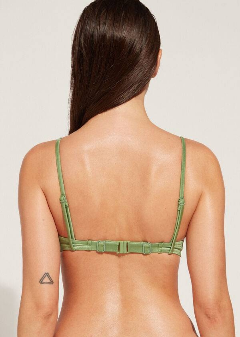 Calzedonia Padded Push-Up Cannes rosa Women's Bikini Tops Green | CA 2349EX