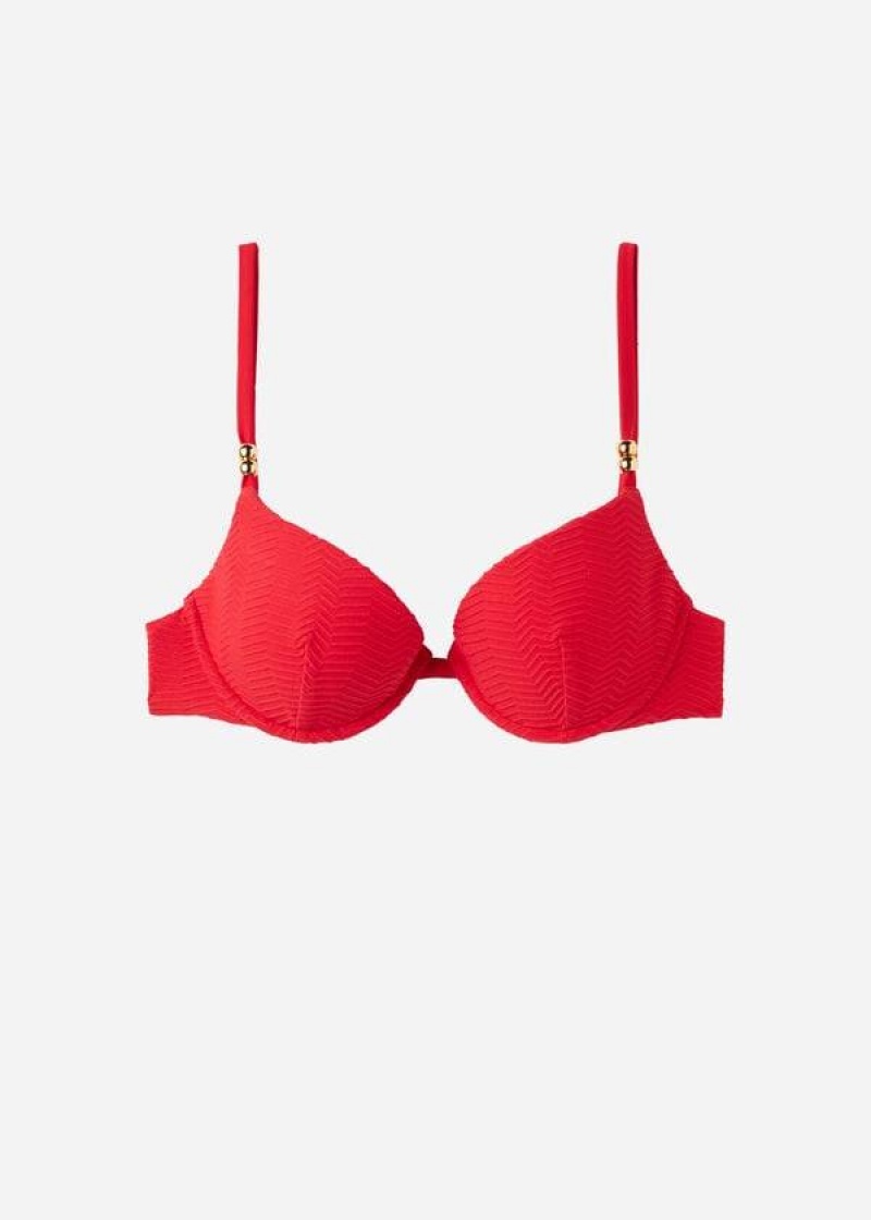 Calzedonia Padded Push-Up Casablanca Women's Bikini Tops Red | CA 2344IS