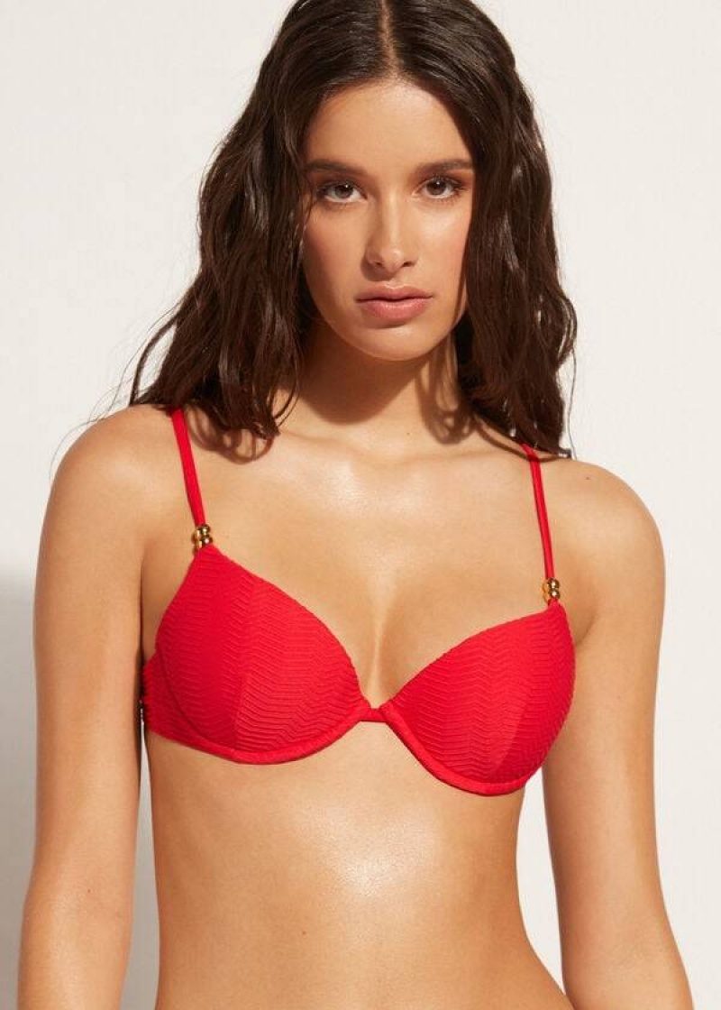 Calzedonia Padded Push-Up Casablanca Women\'s Bikini Tops Red | CA 2344IS