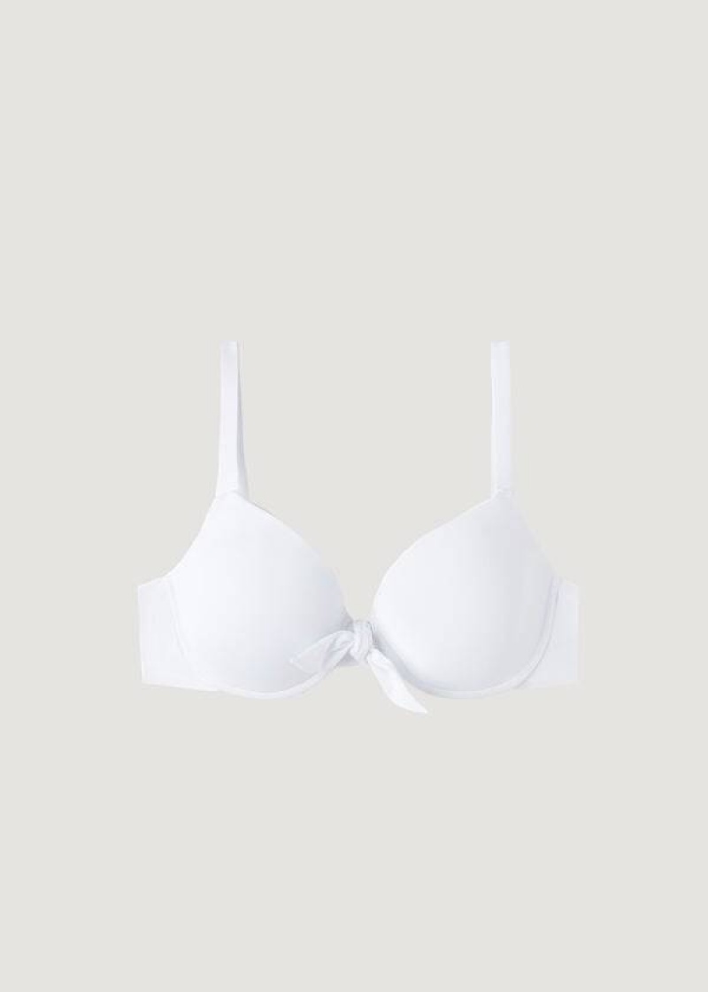 Calzedonia Padded Push-Up Indonesia Women's Bikini Tops White | CA 2336HK