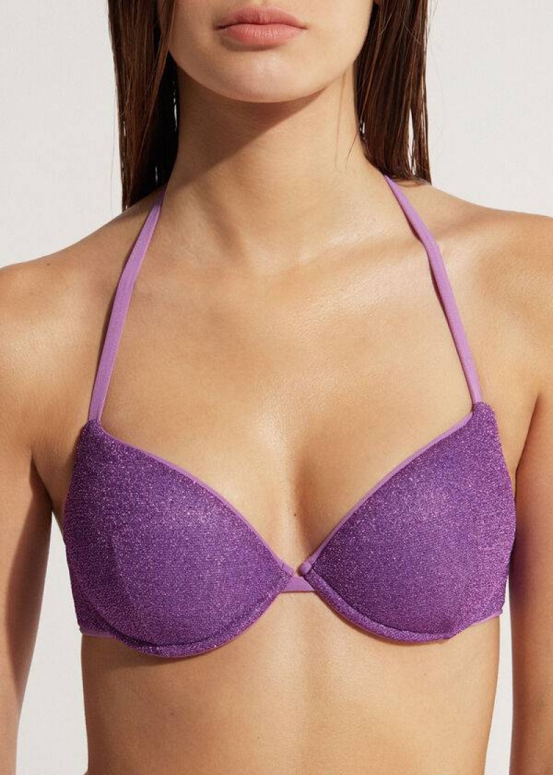 Calzedonia Padded Push-Up Las Vegas Women's Bikini Tops Purple | CA 2333LH