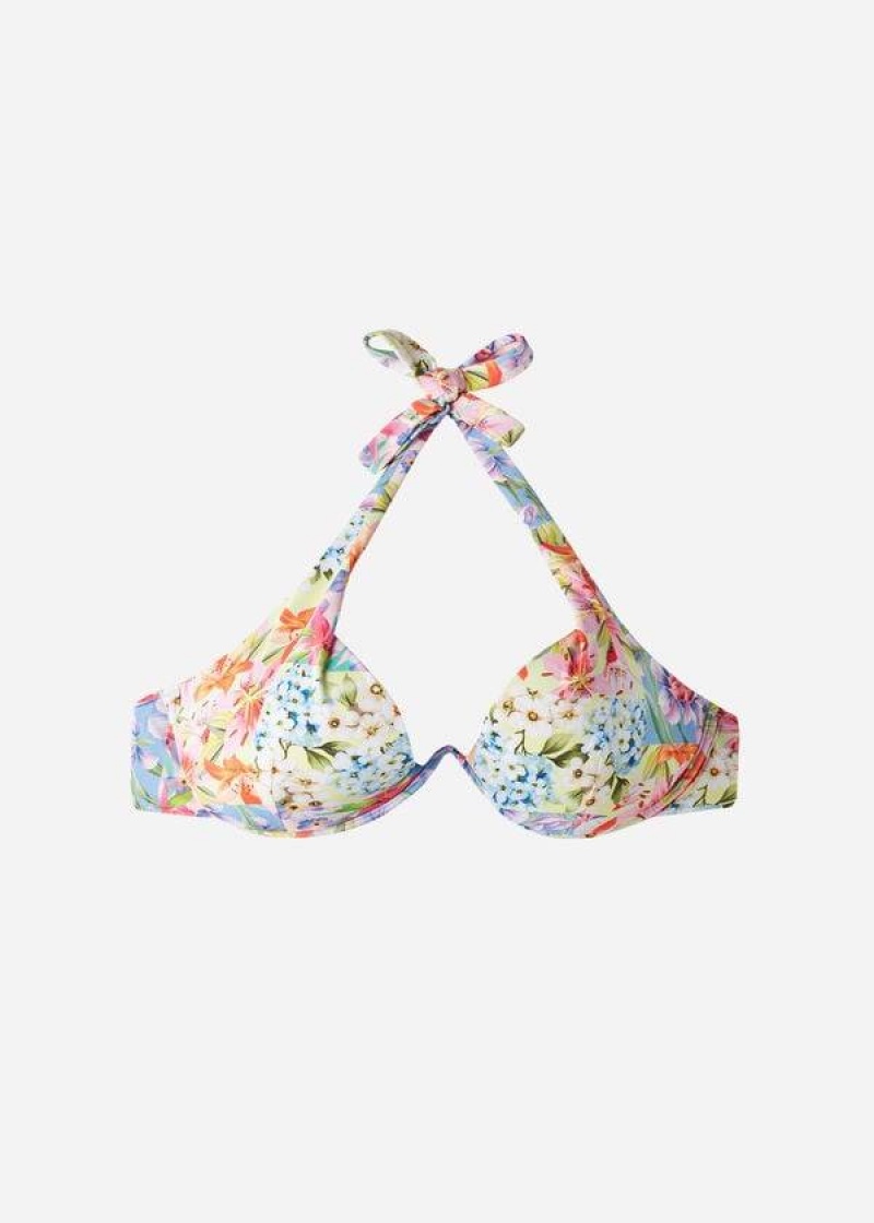 Calzedonia Padded Push-Up Minorca Eco Women's Bikini Tops Multicolor | CA 2325QZ