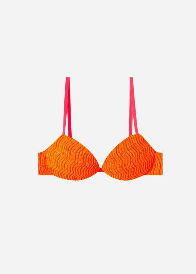 Calzedonia Padded Push-Up Mykonos Women's Bikini Tops Orange | CA 2323EX