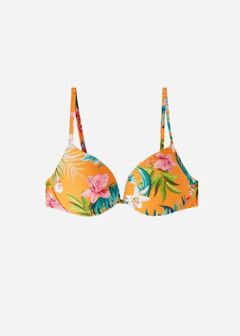 Calzedonia Padded Push-Up Rio Eco Women's Bikini Tops Orange | CA 2316PQ