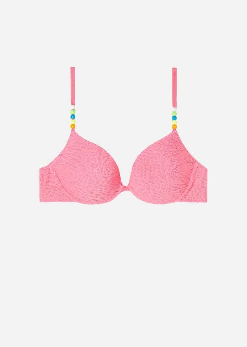 Calzedonia Padded Push-Up San Diego Women's Bikini Tops Pink | CA 2314SO