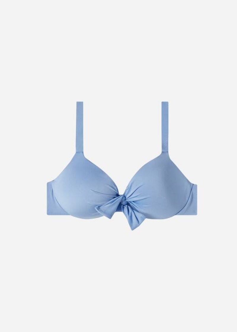 Calzedonia Padded Push Up Indonesia Eco Women's Bikini Tops Blue | CA 2374RW