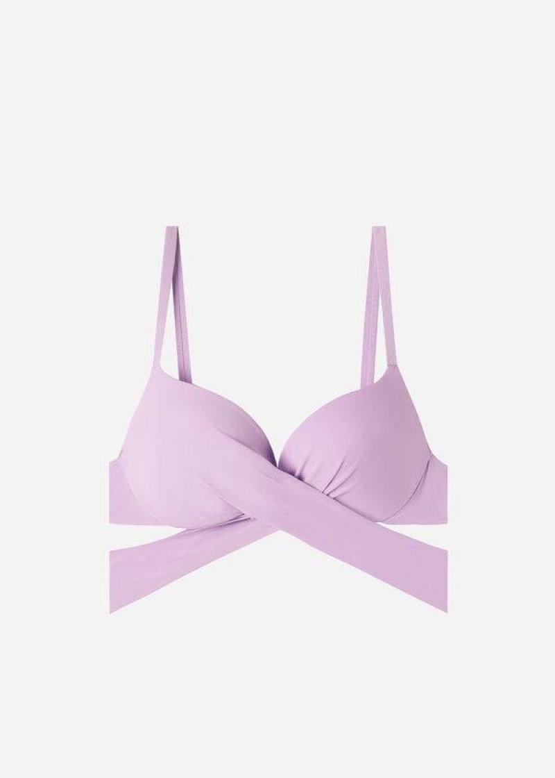 Calzedonia Padded Push Up Indonesia Eco Women's Bikini Tops Purple | CA 2370IS