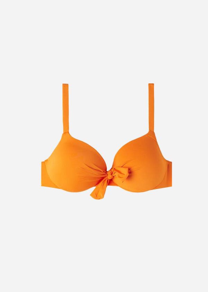 Calzedonia Padded Push Up Indonesia Eco Sexy Women's Bikini Tops Orange | CA 2363GL