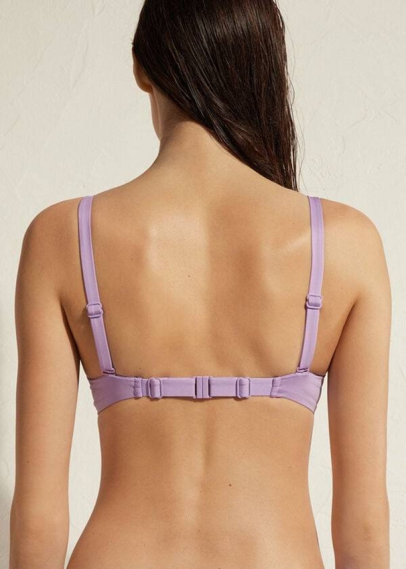 Calzedonia Padded Push Up Indonesia Eco Sexy Women's Bikini Tops Purple | CA 2361JJ