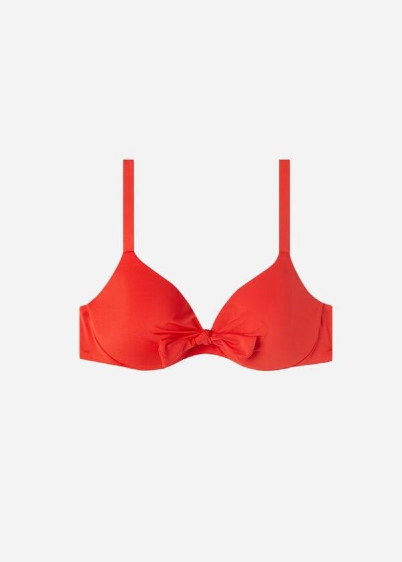 Calzedonia Padded Push Up Indonesia Eco Sexy Women's Bikini Tops Red | CA 2360KI