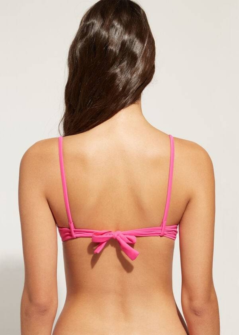 Calzedonia Padded Push Up Shanghai Women's Bikini Tops Pink | CA 2358ZG