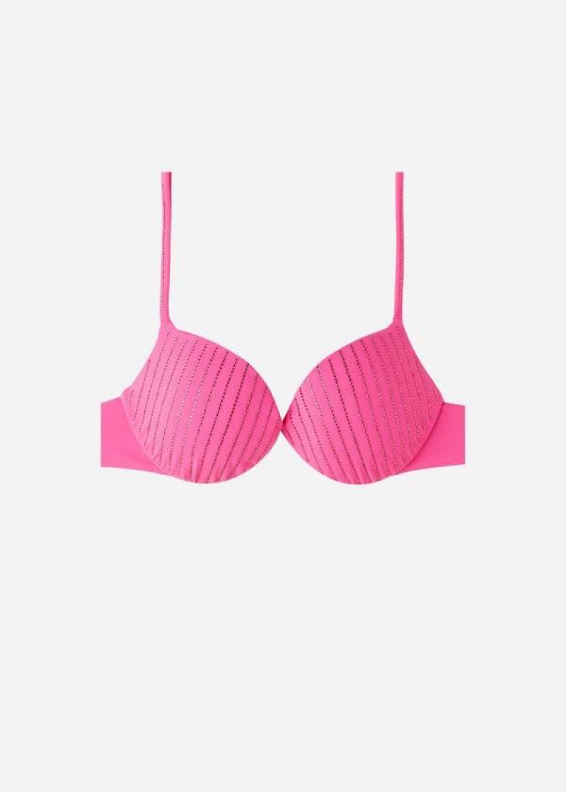 Calzedonia Padded Push Up Shanghai Women's Bikini Tops Pink | CA 2358ZG