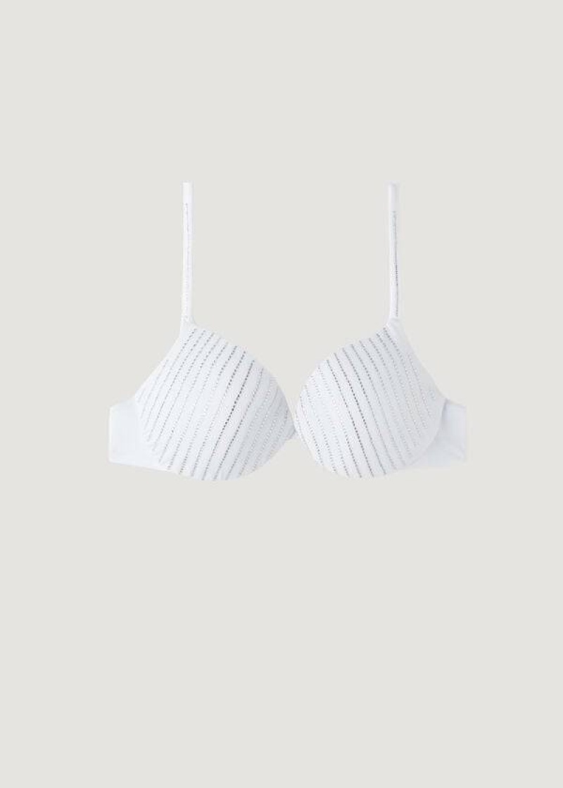 Calzedonia Padded Push Up Shanghai Women's Bikini Tops White | CA 2356CE