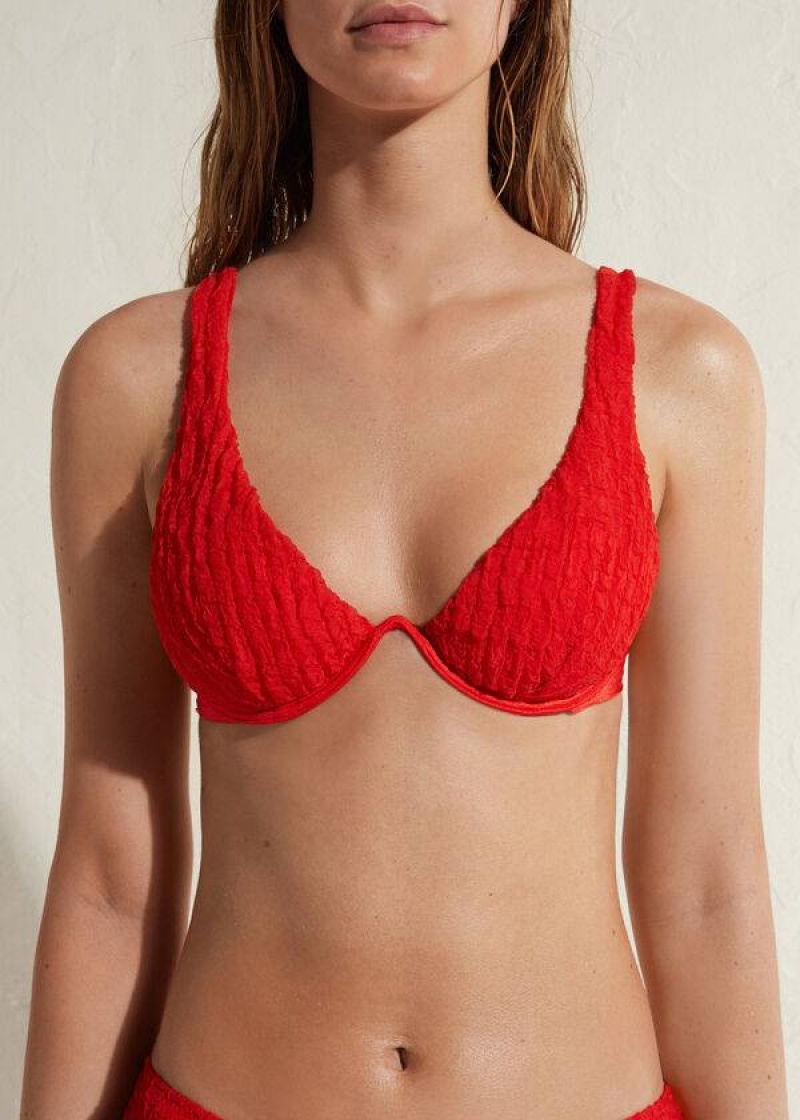 Calzedonia Padded Push-up Marrakech Women\'s Bikini Tops Red | CA 2328BC