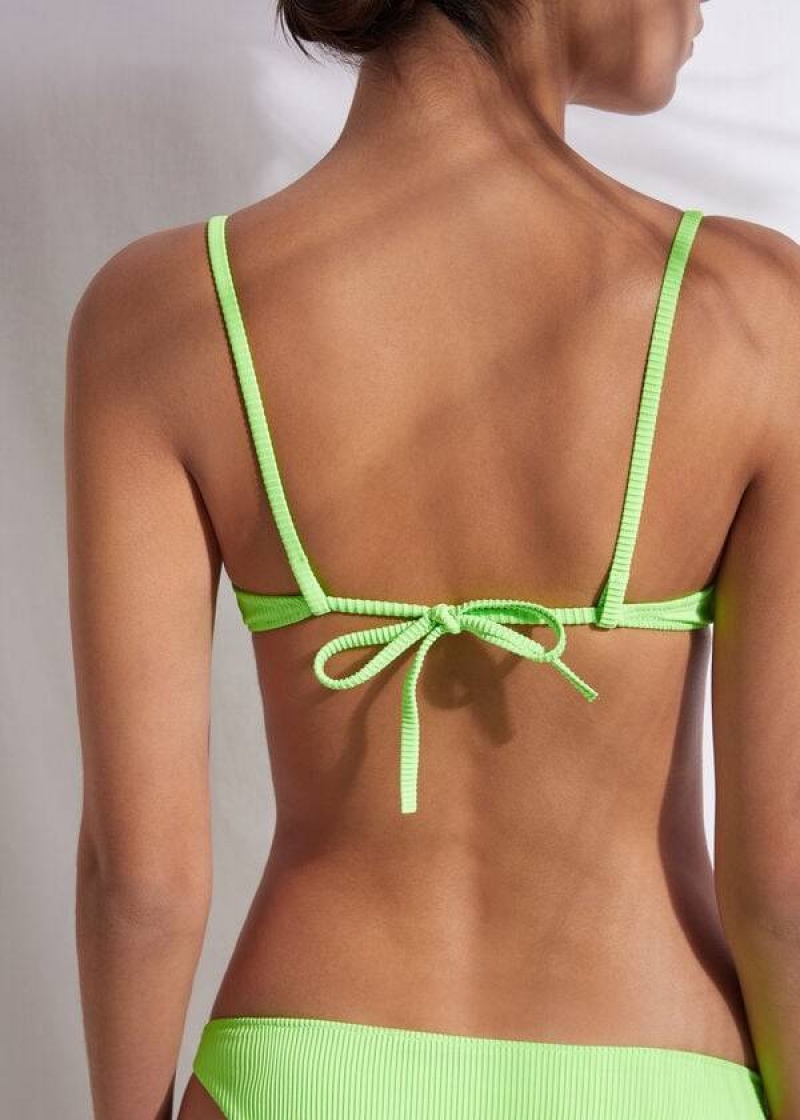 Calzedonia Padded Push-up New York Women's Bikini Tops Green | CA 2319UT