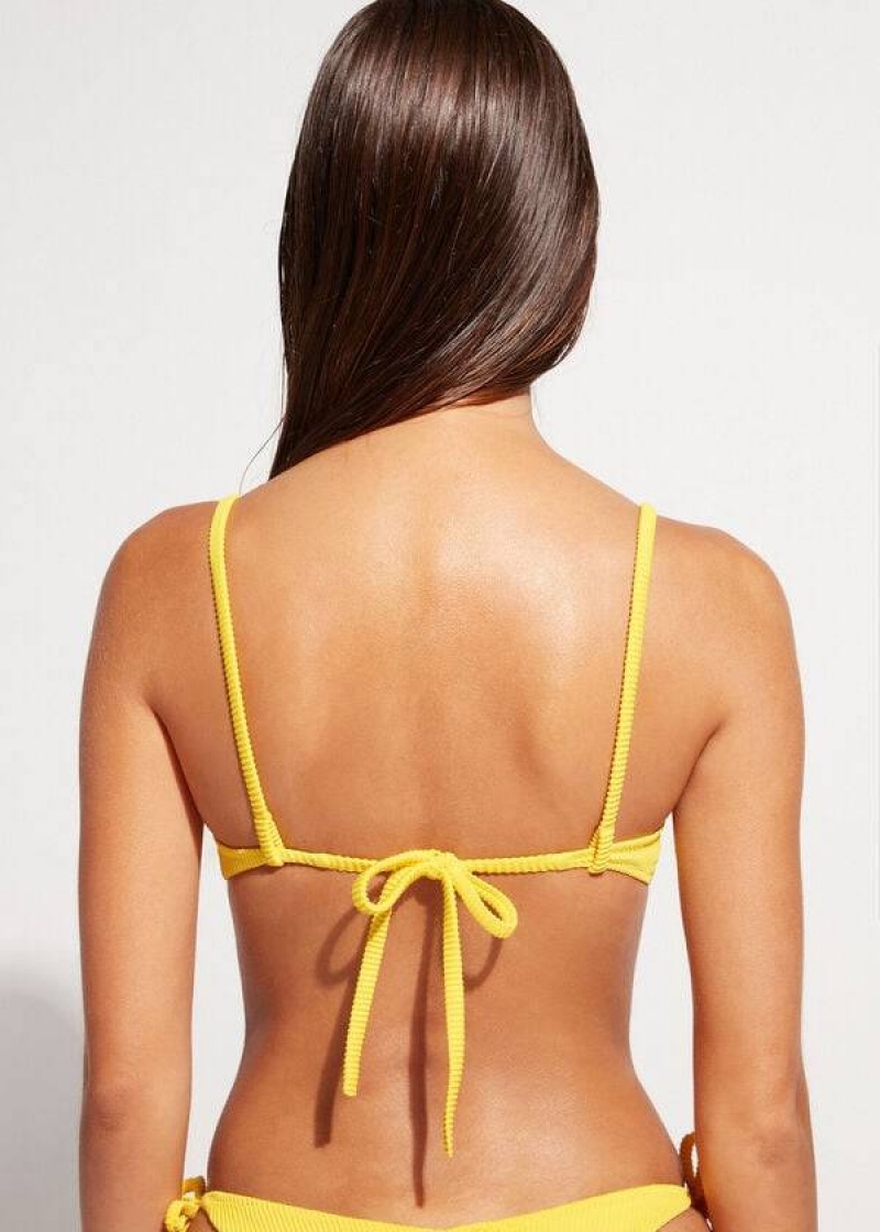 Calzedonia Padded Push-up New York Women's Bikini Tops Yellow | CA 2318IS