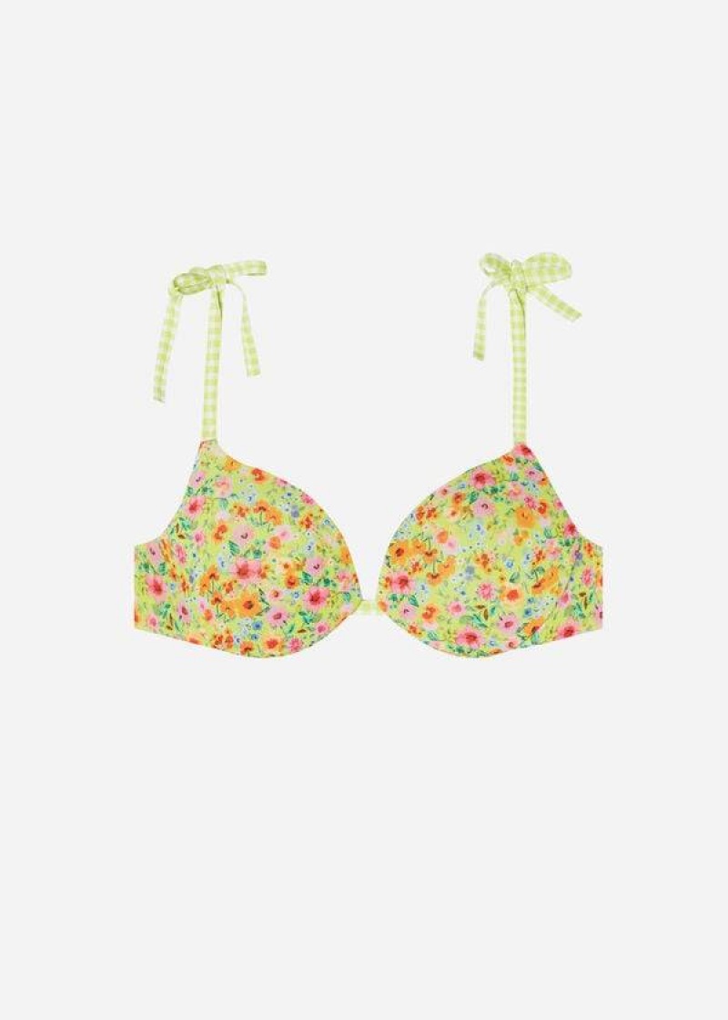 Calzedonia Padded Push-up Siviglia Women's Bikini Tops Yellow | CA 2312FM