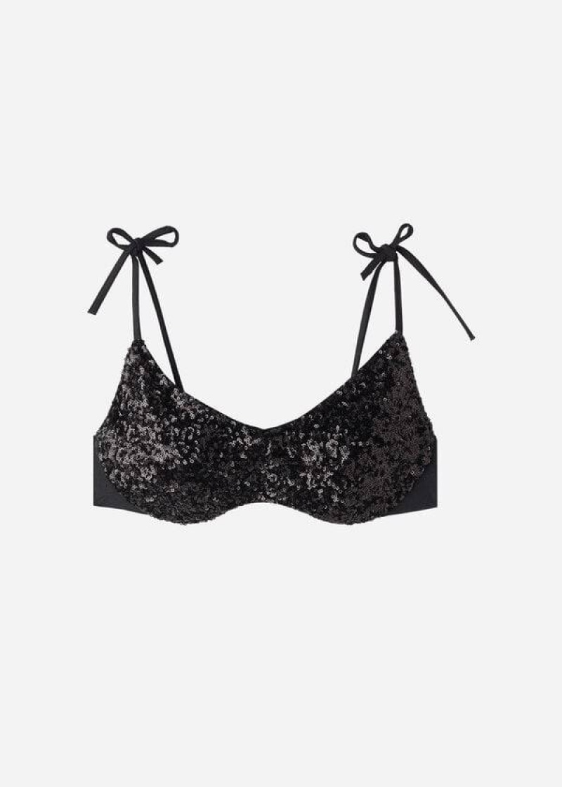 Calzedonia Padded Tank-Style Cannes rosa Women's Bikini Tops Black | CA 2303KI