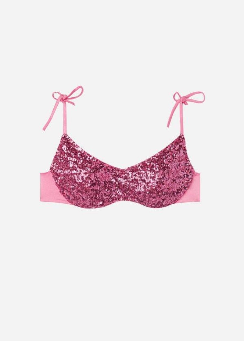 Calzedonia Padded Tank-Style Cannes rosa Women's Bikini Tops Pink | CA 2302JJ