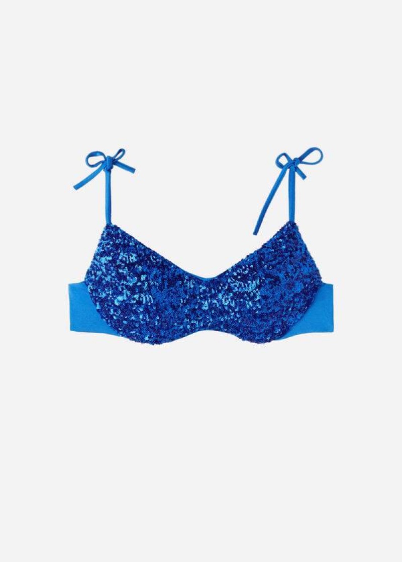 Calzedonia Padded Tank-Style Cannes rosa Women's Bikini Tops Blue | CA 2301HK