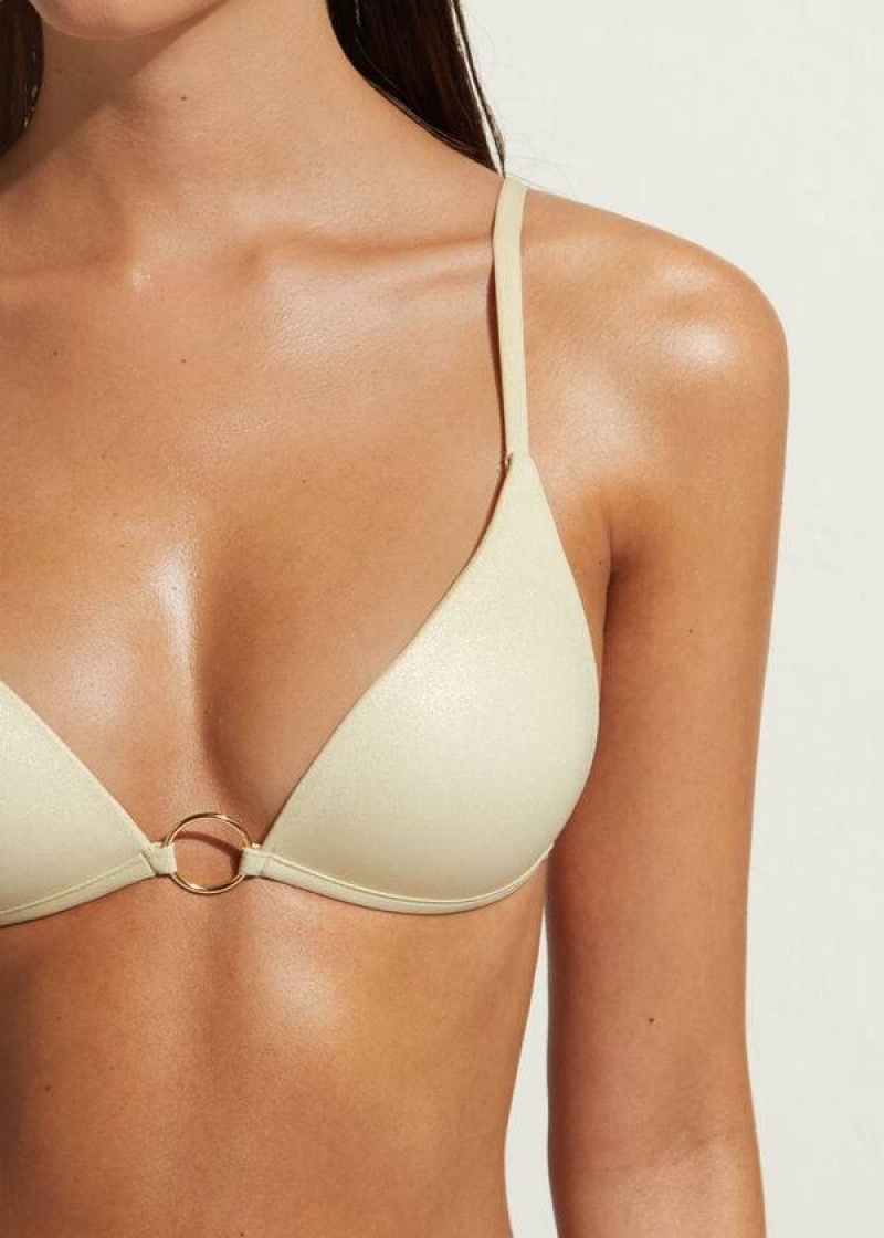 Calzedonia Padded Triangle Abu Dhabi Women's Bikini Tops Gold | CA 2299FM